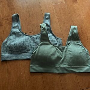 Grey and Green No Boundaries Sports Bra